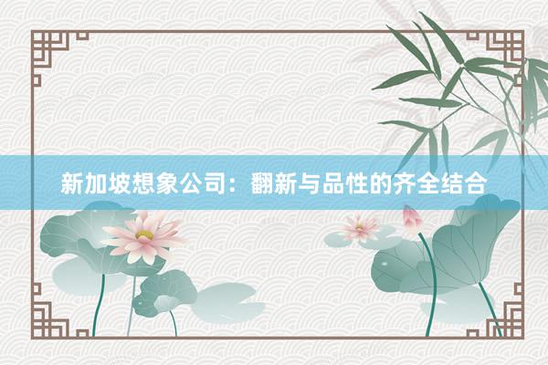 新加坡想象公司：翻新与品性的齐全结合